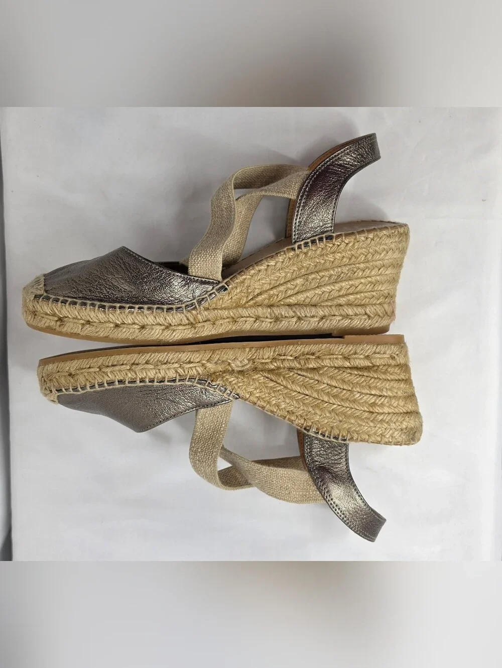 TONI PONS Origens Metallic Bronze Closed Toe Wedge Espadrilles Size 39